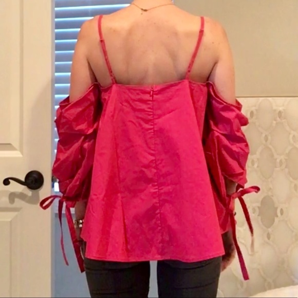 Fuchsia Cold Shoulder Trapeze-style INA Top sz Med - Picture 3 of 7